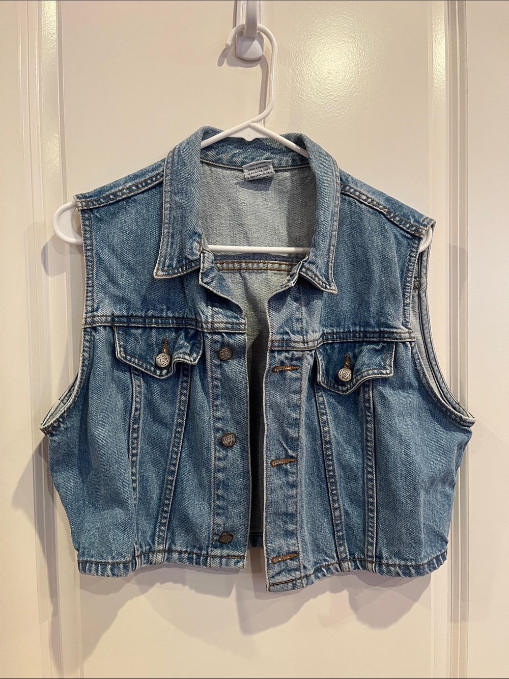 Vintage Just USA Denim Vest Blue Jean Trucker Vest Made in USA Size L